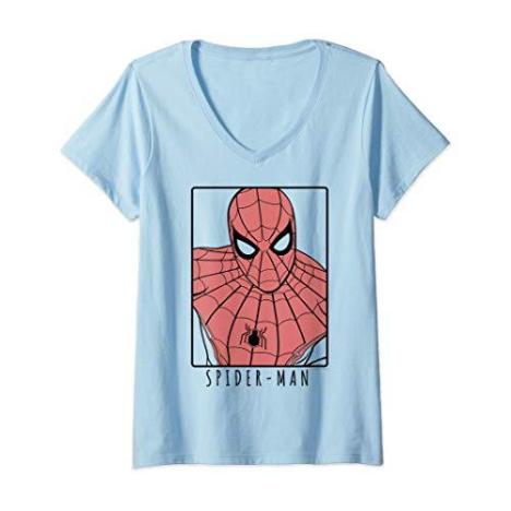 マーベル Marvel スパイダーマン 半袖Tシャツ レディース 【Sサイズ】 ライトブルー ファッ...