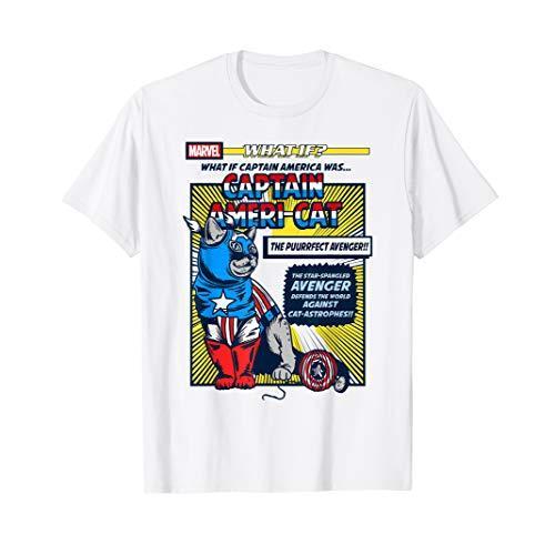 マーベル Marvel もしキャプテンアメリカがキャプテンアメリキャットだったら？ 半袖Tシャツ レ