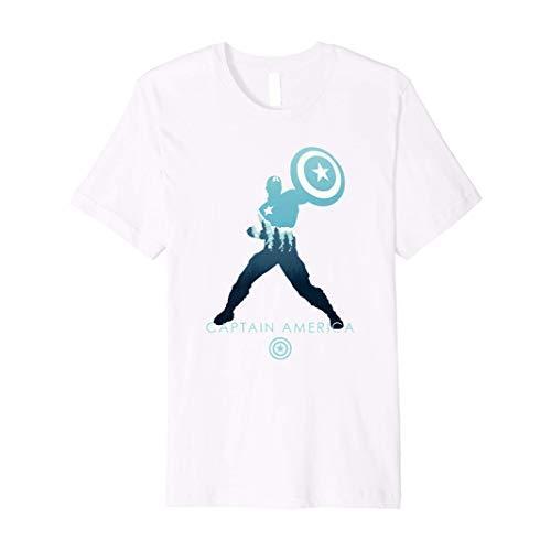 マーベル Maevel キャプテンアメリカ シルエット 半袖Tシャツ レディース 【Sサイズ】 ホワ...