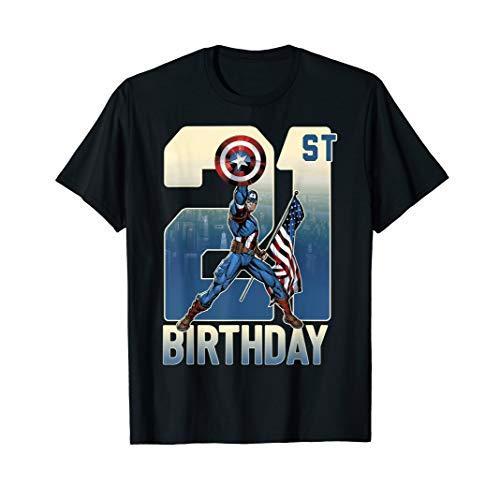 マーベル Marvel キャプテンアメリカ 21歳の誕生日 半袖Tシャツ レディース 【Sサイズ】 ...