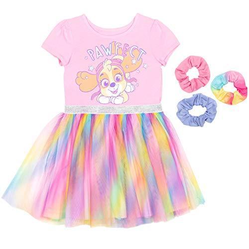 パウパトロール 子供服 スカート 半袖ワンピース 2T 日本サイズ95相当 スカイ ピンク レインボ...