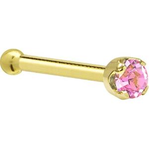 ボディキャンディー ピアス アメリカ G-163 Solid 14k Yellow Gold 2mm Pink Cubic Zirconia Nose St｜maniacs-shop