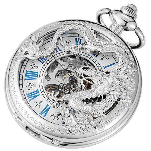 PJX1346-silver Alwesam Men's Mechanical Dragon Des...