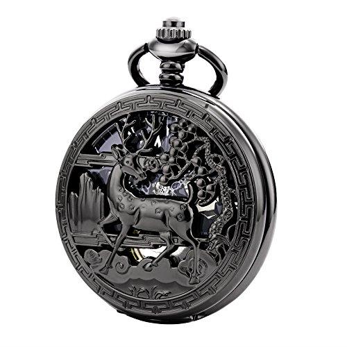 HB040 TREEWETO Vintage Pocket Watch Mechanical Dou...