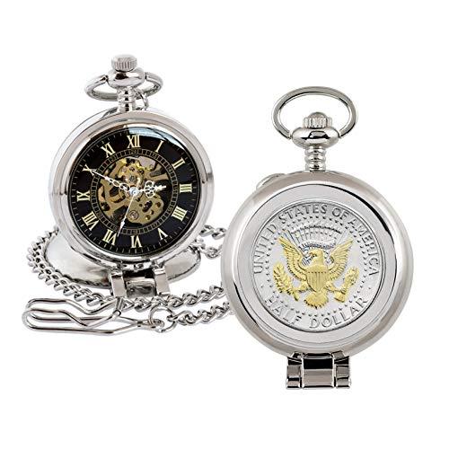 16178 Coin Pocket Watch with Skeleton Quartz Movem...