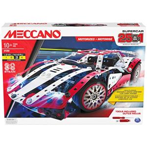 メカノ 知育玩具 パズル 6062054 Meccano, 25-in-1 Motorized Supercar STEM Model Building Kit with 347｜maniacs-shop