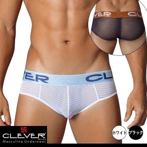 【L】サイズ 　透けるボーダーレースブリーフ　（ブラック・ホワイト）☆CLEVER（クレバー）　☆Trendy Latin Brief　男性下着　メンズビキニパンツ｜manifica