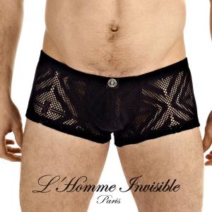 【S】サイズ　OCTAVIOUS  ブラックレース　ボクサーパンツ　☆　フランス☆L'HOMME INVISIBLE（ロム　アンヴィジブル）☆　男性下着｜manifica