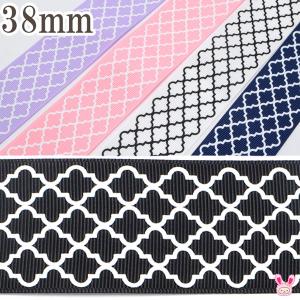 38mm　プリントリボン　モロッカン柄リボン　2m