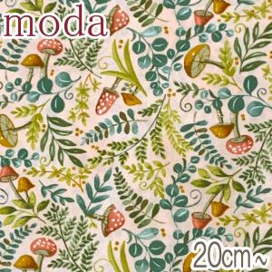 ●Moda　エフィー森のキノコ　13ピンク　10cm単位　切り売り　56012　シーチング生地　(4)　［在庫限り☆］