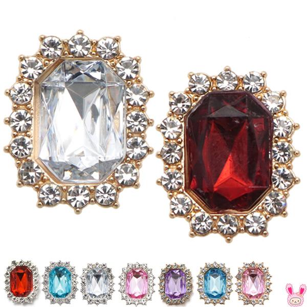 デコパーツ　カラーストーンとシェイプカットのスクエアパーツ　2個入