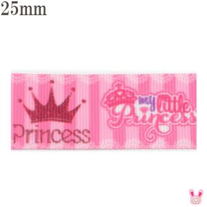 25mm プリントリボン ピンクのプリンセス文字...の商品画像