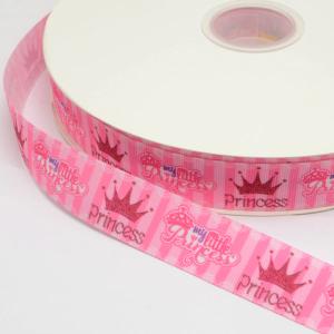 25mm プリントリボン ピンクのプリンセス文...の詳細画像1