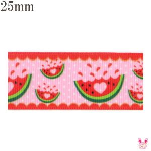 25mm プリントリボン かじりかけハートのすい...の商品画像