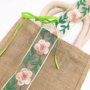 刺繍リボン シースルーピンクの丸いフラワー刺繍...の詳細画像5