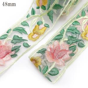 花柄刺繍のチロリアンテープ 幅12mm 1ロール5yd 約4.5m巻 : まんま 