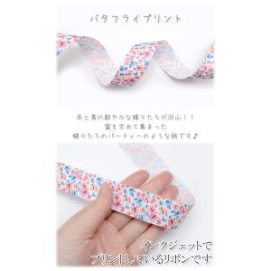 プリントリボン 赤と青の蝶々パラダイスリボン ...の詳細画像1
