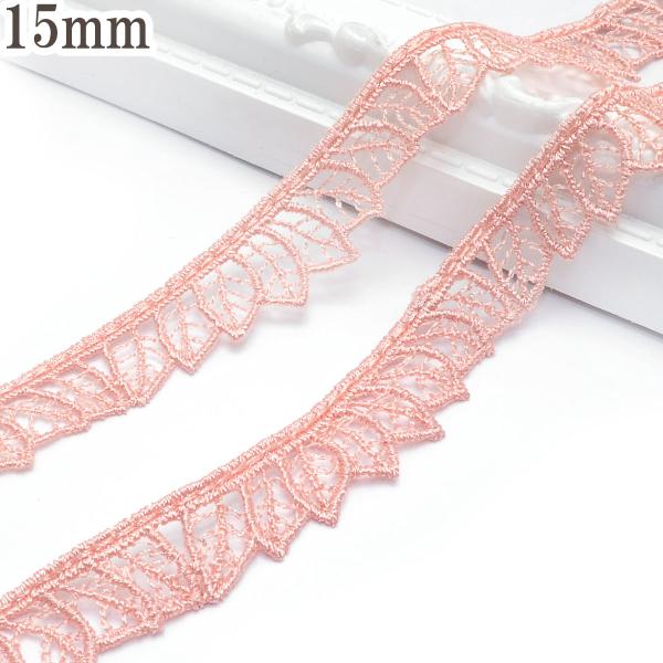 ピンクリーフのレースブレード　幅15ｍｍ　10cm単位　切り売り　(80cm以上)　[NEW SAL...