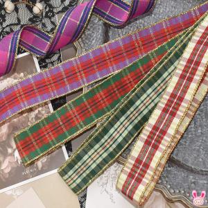 プリントリボン 両面スカラップチェックリボン 幅25mm 1m単位 切り売り