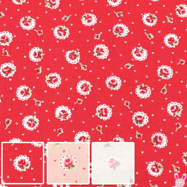 ミニばらとつぼみ　シーチング生地　HM10644　双日　(50cm以上10cm単位切り売り)