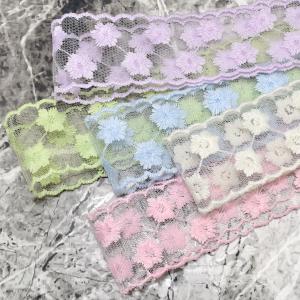 スカラップとメッシュとかわいいお花の刺繍リボン...の詳細画像3