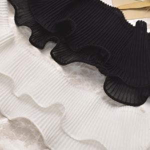 ダブルシフォンプリーツフリルリボン　幅75mm　10cm単位　切り売り　(100cm以上)