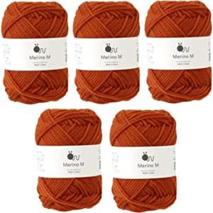 原ウール 毛糸 メリノ M 並太 オレンジ 40g  5玉セット