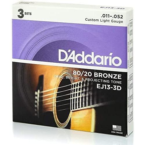 x3セットパックD&apos;Addario ダダリオ アコースティックギター弦 Custom Light ....