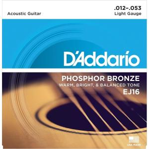 D'Addario ダダリオ アコースティックギター弦 フォスファーブロンズ Light .012-.053 EJ16【国内正規品】｜manmandougakki