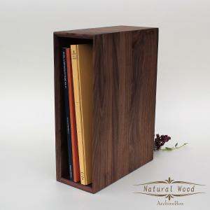 本立て A4 ファイルボックス 木製 アーカイブボックス 天然木 無垢 ウォルナット材 書類立て ブックスタンド 縦置き 横置き ナチュラルウッド 整頓 収納ケース｜マンモスビレッジ Yahoo!店
