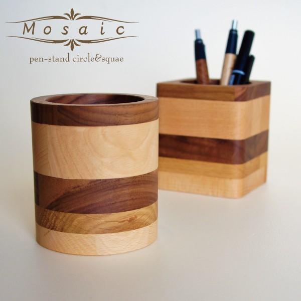 ペンスタンド 木製 ペン立て おしゃれ ペンスタンド オフィス モザイク 丸 角 眼鏡スタンド 文房...