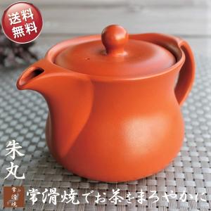 急須 おしゃれ 日本製 お茶が美味しくなる 常滑焼 きゅうす 高級 赤いティーポット 陶器 まろやか 上品 茶こし付き プレゼント ギフト 茶器 朱色 朱丸