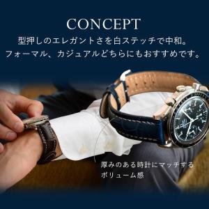 腕時計ベルト バンド カーフレザー 本革 クロ...の詳細画像4