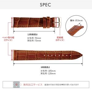 腕時計ベルト バンド カーフレザー クロコ型押...の詳細画像2