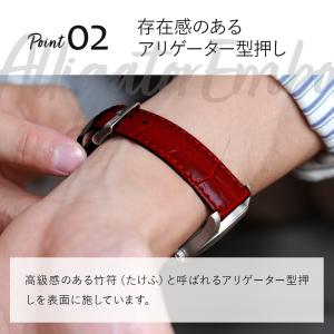 腕時計ベルト バンド カーフレザー 本革 クロ...の詳細画像5