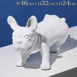 オブジェ モダン 雑貨 置物 可愛い ブルドッグ フレンチブルドッグ フレブル 犬 動物 シンプル レトロ デザイン 玄関 インテリア 贈り物 UT-11WH｜manolla-japan