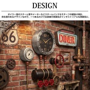 ウォールクロック 壁掛け時計 水道管 アンティ...の詳細画像1
