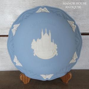 イギリス製 Wedgwood ウェッジウッド ジャスパーウェア クリスマスプレート 1989年記念 英国 plate 1244sc｜manorhouse-build