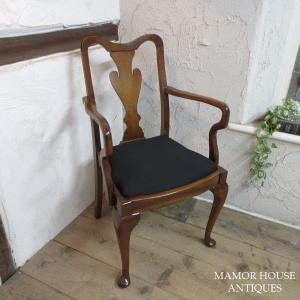 イギリス アンティーク 家具 アームチェア クイーンアン 椅子 英国 4450e イギリス アンティーク 家具 アームチェア クイーンアンチェア 猫脚