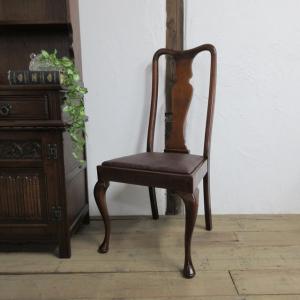 イギリス アンティーク 家具 クイーンアンチェア ダイニングチェア 猫