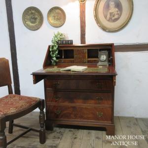 イギリス アンティーク 家具 ライティングビューロー 本棚 デスク 机