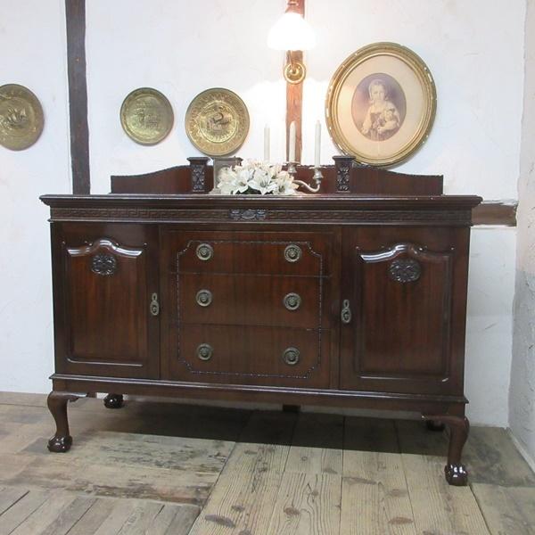 イギリス アンティーク 家具 サイドボード キャビネット クロウボウル 食器棚 飾り棚 収納 木製 ...