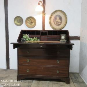 イギリス アンティーク 家具 ライティングビューロー 本棚 デスク 机