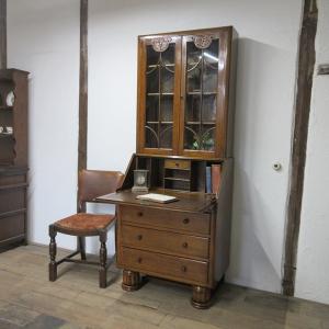 英国イギリスアンティーク家具 ビューローブックケース デスク 本棚