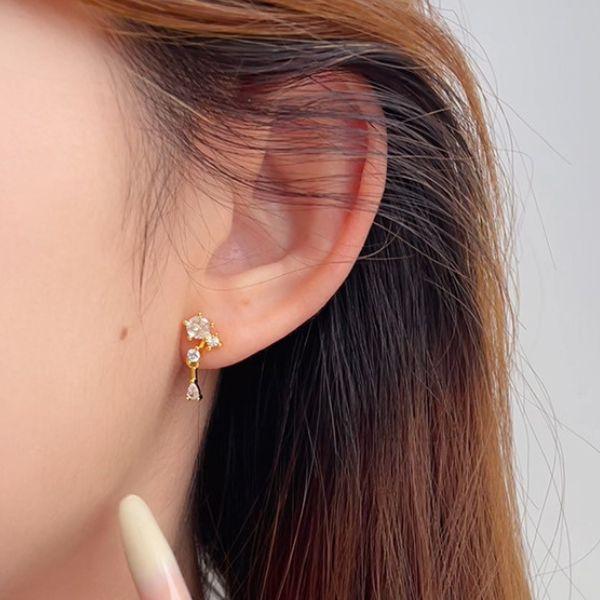 ピアス 18金 アレルギー対応 シンプル つけっぱなし カラーストーン レディース