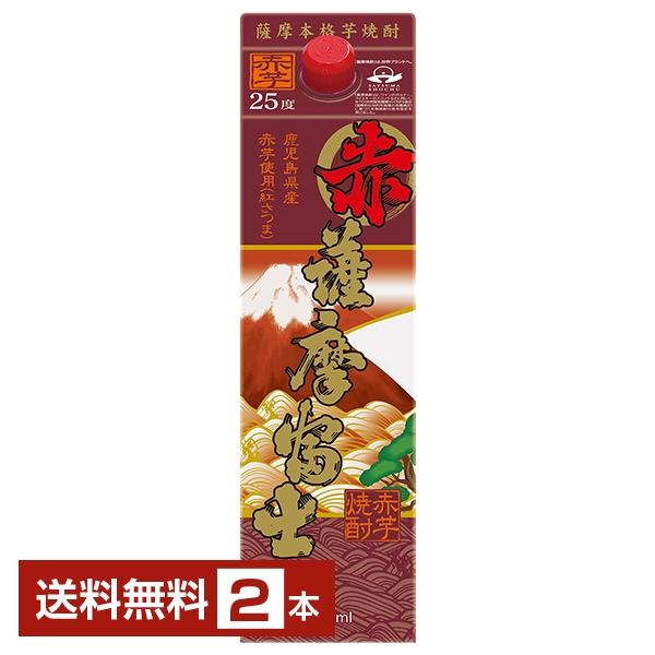 濱田酒造 本格芋焼酎 赤 薩摩富士 25度 紙パック 1.8L 1800ml 2本 1梱包6本まで ...