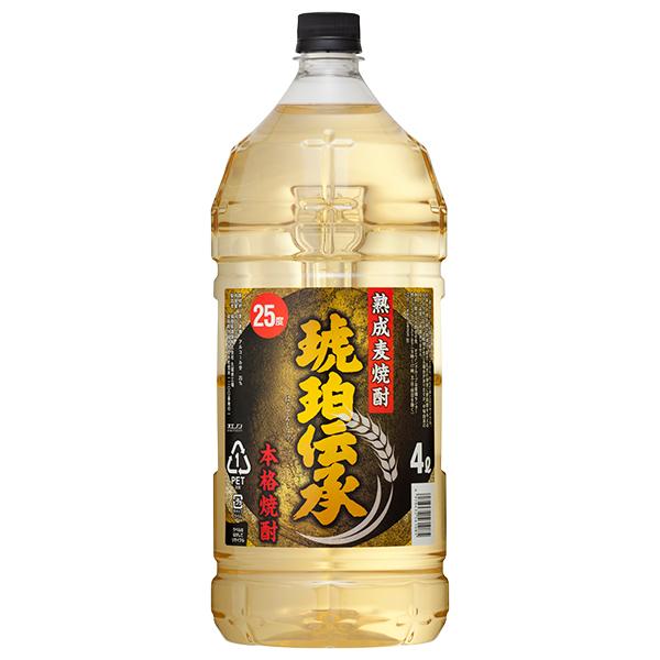 福徳長酒類 本格麦焼酎 琥珀伝承 麦 25度 ペットボトル 4L 4000ml 1梱包4本まで 包装...