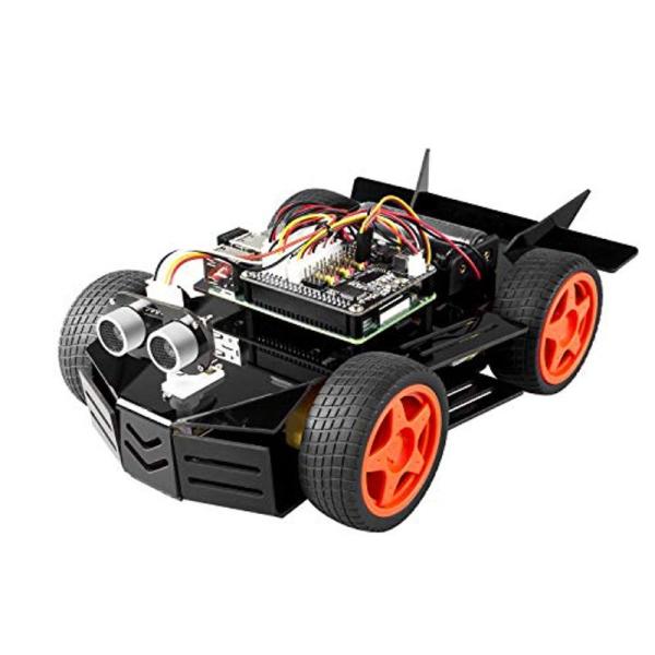 SunFounder Raspberry Piプログラミングカーロボットキット、4WD HATモジュ...