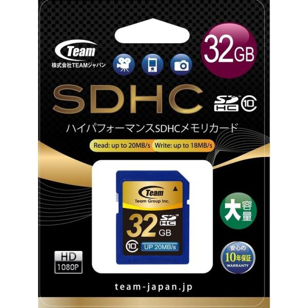 Team SDHC SDカード CLASS10 32GB 20Mb/s TG032G0SD28K