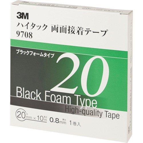 3Mハイタック両面テープ 厚み0.8mm×幅20mm×長さ10ｍ　ブラックフォーム 強力 耐久性 幅...